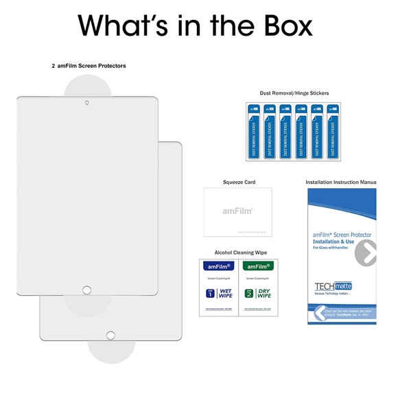 amFilm Tempered Glass Screen Protector iPad Air 3 10.5” iPad Pro 10.5” (2 Pack) - Picture 9 of 9